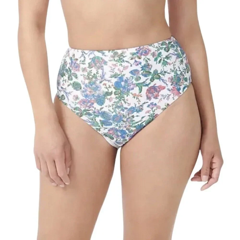 NWT J. Crew Eco high-waisted bikini bottom in English garden - Small